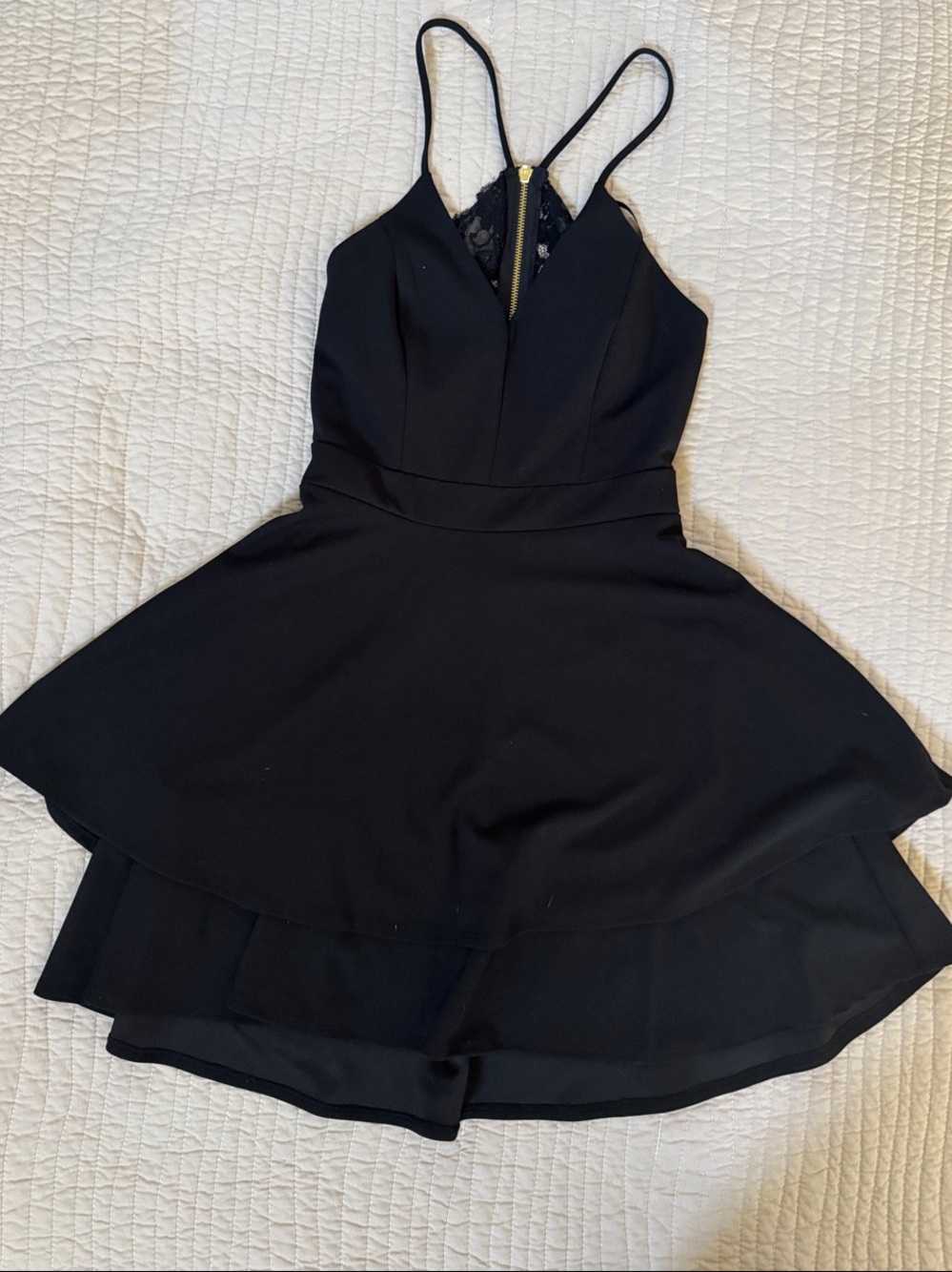 Elegant Black Strappy A-Line Dress